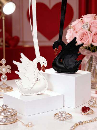 优雅黑白天鹅钥匙扣，时尚动物情侣汽车钥匙扣，耐用钥匙扣，天鹅包包配饰，优雅女士包包配饰，家居挂饰，可用作挂饰、钥匙扣或装饰配件，适合男女日常携带或特殊场合，可作为万圣节、圣诞节、新年、感恩节、生日礼物