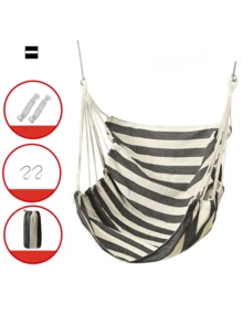 Ghế võng ngoài trời di động, thiết kế vải sọc thoải mái, ghế đu nylon chắc chắn, nhiều màu sắc để lựa chọn, ghế thư giãn treo thoải mái, hoàn hảo cho sân hiên, vườn sau nhà và cắm trại. Một vật dụng không thể thiếu để thư giãn và cắm trại. Ghế võng cắm trại 2 trong 1. - Nhiều màu - Xem 24