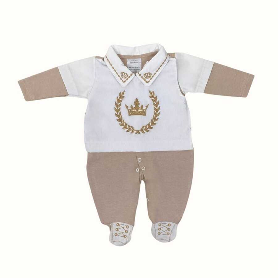 Baby Jumpsuit With Silky Touch, Ultra Softness, And Luxurious Buttons - Beige - View 1