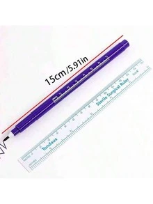 Bộ dụng cụ xăm da 2 món, bao gồm thước đo chính xác, bút xăm hai đầu mực tím 0.5mm/0.019" và 1mm/0.039", dụng cụ trang điểm xăm lông mày, phụ kiện xăm hình. - Nhiều màu - Xem 5
