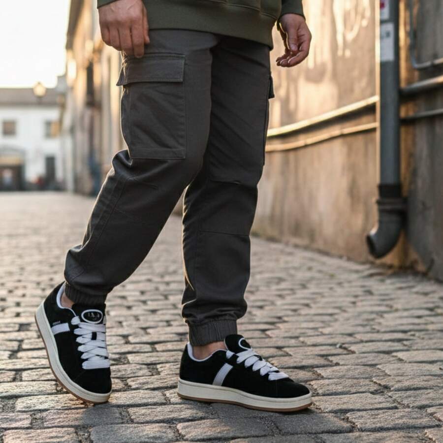 Tênis Feminino Casual Leve para Academia Estilo Skate - Preto - Visão 1