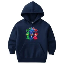 Kids' PJ Masks Movie Cartoon Sweatshirt/Jacket/Kangaroo Hoodie/Flannel Lined Boy/Girl Owlette Gecko Cat - 藏蓝色 - 查看 1