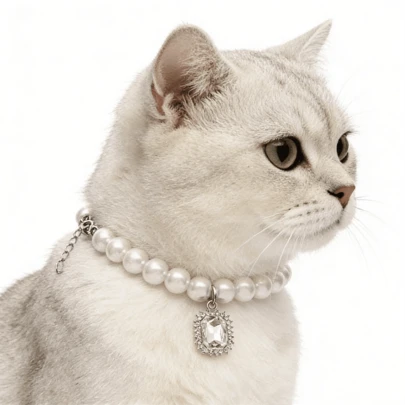 Adjustable Faux Pearl Pet Collar, Elegant Minimalist Luxury Style, Fashionable Durable, Suitable For Cats And Small Dogs, Comfortable Everyday Wear