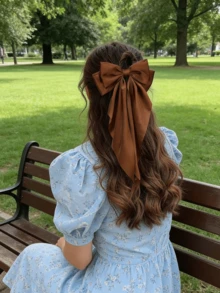 10pcs Random Color Satin Bow Hair Clips, Women Hair Accessories, Cute Hair Bands, Extra Large Long Tail Hair Clips, Metal Hair Clips, Claw Clips, School Supplies, Hair Decorations, Hairpin - Multicolor - View 2