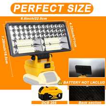8-Inch/22.5cm Handheld Cordless LED Work Light (Battery Not Included), Only Works With DCB 205 Lithium Batteries, Emergency Floodlight And Flashlight, With Dual USB Ports, Ultra-High Brightness, Portable Handheld Light, An Essential LED Light For Outdoor Camping, Travel, And Fieldwork, Compatible With Smartphones/Tablets, 22W Power, 9000 Lumens Brightness, 6500k Color Temperature, 120°-140° Rotation Angle, A Super Practical Outdoor Work Light, A Great Gift For Family Gatherings. - Đèn làm việc LED cầm tay không dây 8 inch/22,5 cm - Xem 2
