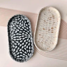 1pc Oval Modern Shell Tray, Surface Coated With Melted Paint - Suitable For Christmas, Halloween, Thanksgiving, Valentine's Day And Other Occasions - Multicolor - View 1