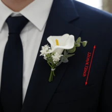 3件/6件組優雅馬蹄蘭搭配人造綠植森系胸花套組，適用於新郎新娘婚禮裝飾、晚宴、週年慶 - A - 查看 2