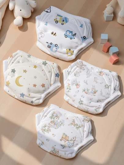 4pcs/Pack Leak-Proof Toddler Potty Training Pants - Soft Cotton, Machine Washable, Assorted Colors, Comfortable For All Seasons