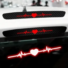 Heart-Shaped Heartbeat Pattern Brake Light Sticker, Electrocardiogram Tail Light Sticker, 3D Carbon Fiber Matte Finish, Adds Eye-Catching Safety Markings To Vehicles - A - View 4