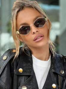 女士金色镜框时尚百搭眼镜 - 金色 - 查看 7