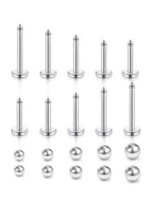 CIZME 20-54颗16G/18G不锈钢耳骨钉，唇/鼻/耳穿孔饰品替换球，4-12毫米，男女通用耳骨钉 - 銀色 - 查看 11