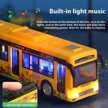1 Pc Openable Doors Built-In Lighting Music Simulated Bus Toys Interactive Toy Car Collection Educational Toy Boy Girl Birthday Gifts - Multicolor - View 2