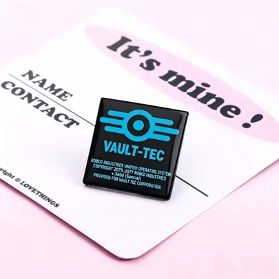 1 Pc Fallout Vault-Tec Square-Shaped Pin - RobCo Industries OS Retro Futuristic Badge For Fallout Fans, Classic & Fashionable Badge/Brooch, 2D Flat Design, High-Quality Metal Accessory, Suitable For Decorating Clothes, Hats, Backpacks, Ideal Novelty Gift For Friends