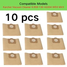 2/5/10pcs Replacement Vacuum Cleaner Dust Bags/Non-Woven Bags Compatible With Karcher WD3/6.959-1302204/A2656/MV1/WD3200S/E4001/WD3300 - Multicolor - View 12