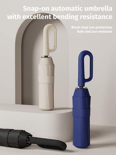 1pc Automatic Open And Close Folding Umbrella With Handle Hook, Portable Compact Travel Umbrella, Rain & Sun Protection, Suitable For Rain Or Shine,Spring Summer Picks,Brides Maid Gifts,Room,Bedroom Decor,Beach,Travel,For Men,For Women,Vacationcute Stuff