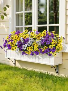 3/6支装，36厘米/14.17英寸人造三色紫罗兰花，适用于户外装饰、花园、走廊、阳台、婚礼、家居装饰、客厅、卧室、桌面、墙面、花瓶填充、生日、毕业典礼、春夏装饰。 - 三色 - 查看 3