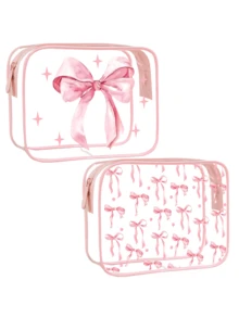 6/1pc PVC Makeup Bag, Lightweight, Fade-Resistant, Portable Cosmetic Bag, Easy To Wipe, Fashion Aesthetic, Fade-Resistant Material, Travel Essential, Holiday, Winter/Summer Vacation, Back To School, Waterproof Makeup Bag, Cruise, Bathroom, Travel Essential, Large Capacity - Multicolor - View 10