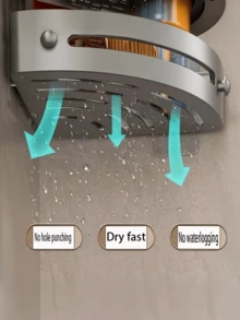 1pc No Drill Adhesive Bathroom Corner Shower Caddy - Wall Mounted Shampoo & Essentials Storage Rack, Triangular Bathroom Wall Mounted Corner Shelf, Shower Basket, Multi-Function No Drill Shampoo & Body Wash Holder, Bathroom Organizer, Cosmetic Storage Rack, Bathroom Accessories, No Drill, Drill-Free Shampoo Rack - Multicolor - View 7