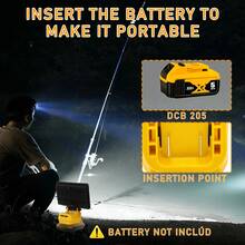 6-Inch Outdoor Wireless LED Work Light (Battery Not Included, Light Fixture Only), Nighttime Ambient Light, DCB 205 Lithium Battery Compatible Only, High-Brightness Emergency Floodlight, With Dual USB Ports And Two-Level Brightness Adjustment, Portable Handheld Light, Compatible With Smartphones/Tablets, An Essential Choice For Outdoor Adventurers, Car Accessory Enthusiasts, And As A Gift. - 6吋戶外無線LED工作燈 - 查看 4