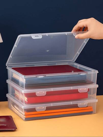 1pc/2pcs Desktop Dust-Proof ID Card & Document Storage Box, A4 File Organizer Box, Suitable For Storing Passports, Important Certificates, Moisture-Proof Document Folders