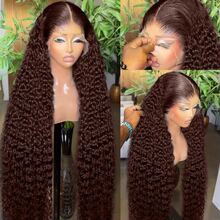 NARNI Chocolate Brown Deep Wave Lace Front Wigs Human Hair 13x6 Hd Curly Lace Frontal Wigs For Women Pre Plucked Wet And Wavy Glueless Human Hair Wig 4# Dark Brown Lace Frontal Wig With Baby Hair - S4 - 查看 5
