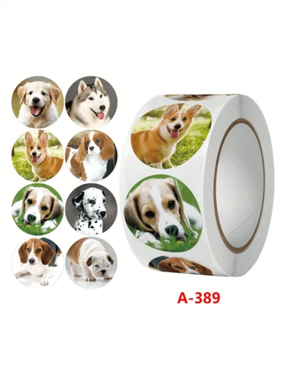 500 Tờ/Cuộn Nhãn dán hình tròn chủ đề động vật sở thú, dùng để trang trí sổ lưu niệm, quà tặng, phần thưởng, khuyến khích, niêm phong, đồ dùng thủ công trang trí (Màu ngẫu nhiên)