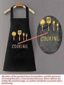 Delantal de cocina impermeable premium adecuado para hombres y mujeres - Delantal con peto ajustable con bolsillos para cocinar, hornear, asar a la parrilla - Delantal de chef de poliéster duradero - Multicolor - Ver 11