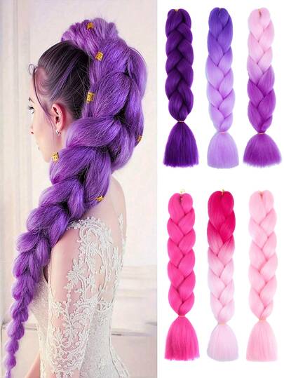 Peluca trenzada sintética de color púrpura pre-trenzada Lumi, adecuada para trenzar, cosplay, disfraces de Navidad, juegos de rol, fiestas festivas, Navidad, Año Nuevo, cosplay de anime, atuendos de fiesta