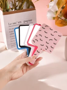 1pc New Cartoon Eyelash Print Makeup Compact Mirror With Handle, Portable Mini Mirror For Handbag, Bestselling High Definition Mirror, Convenient For Touch-Ups On-The-Go,Giveaways,Travel,Cheap Stuff,Travel Essential - Multicolor - View 2