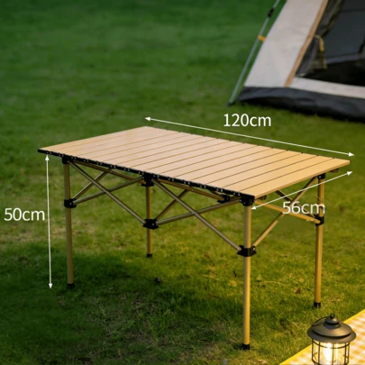 1 pieza Mesa Plegable de Metal Portátil, Escritorio de Alta Resistencia para Camping y Picnic, Equipo de Viaje para Asados y Puesto de Tianguis o Mercado Nocturno, Estilo Versátil para Hogar, Todo el Año