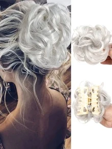 Synthetic Fiber Clip-On Bun Wig, Messy Updo, Realistic Wavy Curls, Loose Updo, Hair Extensions, 6 Inches, Suitable For Everyday Wear And Parties. - Multicolor - View 23