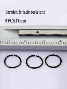3pcs Black Open Nose Ring Set, Stainless Steel Nose Hoop & Septum Clicker Unisex - Black - View 6
