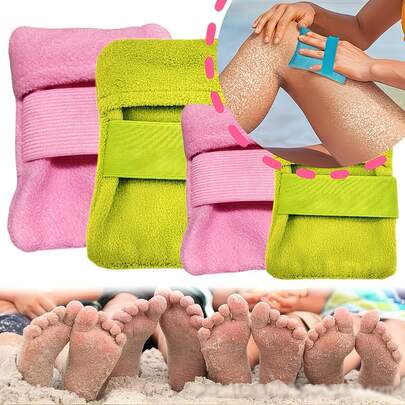 Beach Sand Remover, Sand Removal Bag, Sand Brush, Powder Bag Sand Brush, Suitable For Beach Vacation Camping Essential, Skin-Friendly Sand Removal Bag, Reusable Beach Sand Cleaning Cloth, Beach Sand Removal Bag, Outdoor Beach Equipment For Sand On Body Sand Removal Gloves, Beach Accessories, Camping Equipment, Essential Cleaning Tool