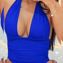 Multi-Way V-Neck Cropped Top By Livia Blogger - Blue - View 1