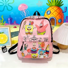 SpongeBob SquarePants 1 pieza Mochila casual de gran capacidad con estampado de Bob Esponja, mochila de dibujos animados linda adecuada para la escuela, viajes, regalo de cumpleaños u ocasiones festivas - Talla única - Ver 9