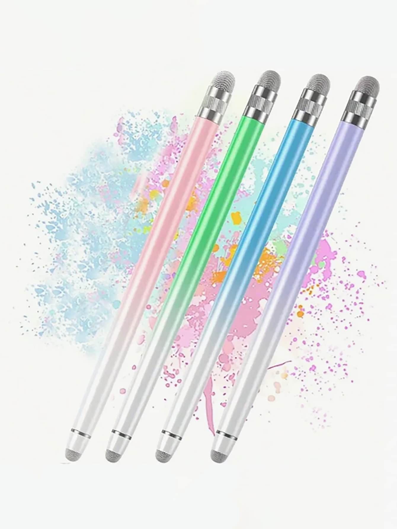 Alloy Stylus Pen Ombre Color Dual-Tip Design High Sensitivity Fiber Tip Compatible With Apple IOS Android Tablets Smooth Writing Stylus Pen Tablet Accessories Colored Pen Metal Pen Cap Pastel Spring Gift Apple/IOS/Android/Tablets
