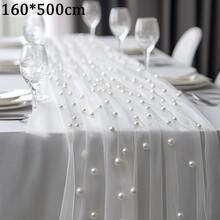 1pc Pearl Decor Sheer Fabric, Photography Backdrop, Can Be Used As Table Runner, Pearl Background Tablecloth, White Pearl Sheer Tablecloth For Wedding, Wedding Arch Decor, Wedding Reception, Bridal Shower, Party Decoration - Multicolor - View 21