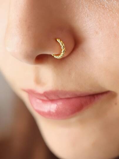 1 pieza Anillo de nariz de plata de ley 925 con forma clásica retorcida en múltiples tamaños (6/8/10 mm) Hipoalergénico de plata pura apto para mujeres para uso diario, citas, vacaciones, bodas, fiestas, regalo de vacaciones