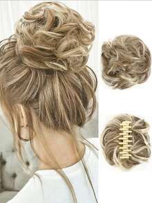 Synthetic Fiber Clip-On Bun Wig, Messy Updo, Realistic Wavy Curls, Loose Updo, Hair Extensions, 6 Inches, Suitable For Everyday Wear And Parties. - Multicolor - View 20