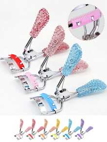 1 pieza Rizador de pestañas semi-transparente con mango de plástico con brillo, con/sin peine, asistente para rizar pestañas, con pinza con puntos en relieve, almohadilla de goma suave, herramienta de maquillaje, regalo lindo - Multicolor - Ver 2