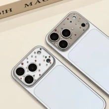 Apple 17 Pro Max/17 Pro Metal Lens CD Texture Rhinestone Camera Lens Protector Film, Anti-Scratch, Anti-Drop, Shiny Rhinestone Design - Orange - View 5