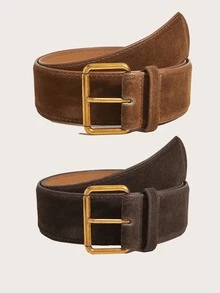 1 件酒红色蓬松复古个性化休闲 PU 皮革女士腰带，适合牛仔裤、外套、连衣裙、裙子秋季、万圣节 - 酒紅色 - 查看 21