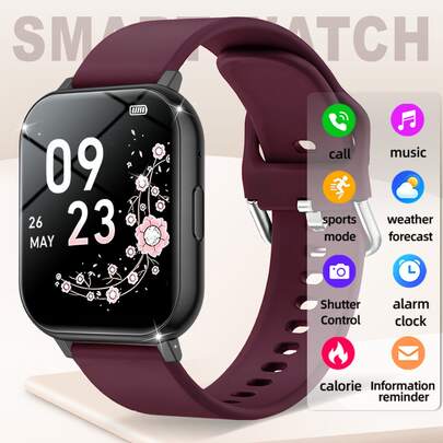New Unisex Smart Watch, Wireless Call & Message Alerts, Pedometer, Calorie, Distance Tracking, Multi-Sport Modes, Music Control, Remote Camera, Alarm, Metal Case & Silicone Strap, USB Charging, Multifunctional Smart Watch, Holiday Gift
