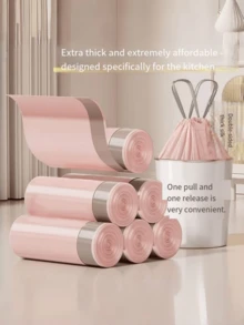 High-Quality Drawstring Trash Bags - 100/50/30pcs, 4 Gallon, With Insect Repellent, Perfect For Kitchen, Bathroom, Bedroom & Office - A - View 5