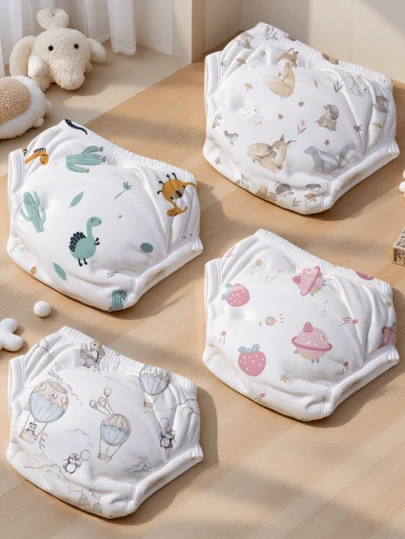 4pcs Soft Reusable Potty Training Pants For Kids - Washable, All Season, Mixed Colors, Specially For Infant Toilet Training