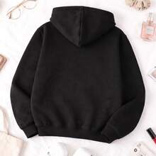 Women's Kangaroo Fleece Hoodie With Pockets, Tumblr Style Sweatshirt - 黑色 - 查看 2