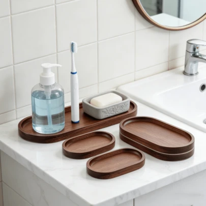1pc Bathroom Soap Dish Tray, Bathroom Accessories, Bathroom Supplies, Soap Holder, Storage Organizer, Home Decor Tray, Suitable For Sink, Kitchen, Storage, Perfume Rack, Room Decor, Soap Dispenser
