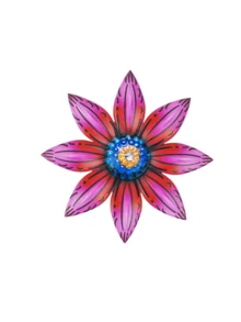 1 pieza/4 piezas Flores de metal de colores, decoración universal para jardín, decoración para patio, decoración para valla, decoración para pared, decoración para porche, colgante para exteriores, suministros ideales para jardinería - A - Ver 10