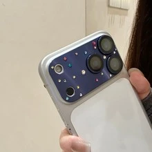 Kompatibel mit iPhone 17 Pro Max/17 Pro, funkelnder Kristall Linsen Schutz, starker Halt, hochwertige Handy Linsen Zubehör Schutzhülle, Diamant Metall Linsen Schutz - Orange - Übersicht 5