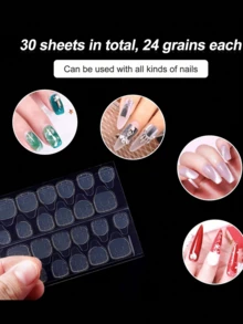 720pcs/30sheets Double-Sided Adhesive Nail Stickers, Transparent Waterproof - Clear - View 3